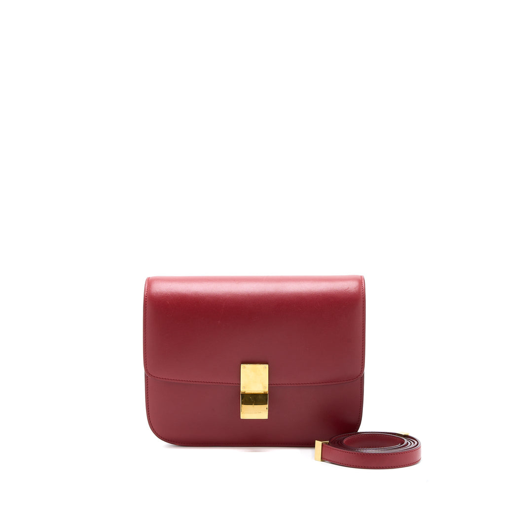 celine-medium-classic-box-calfskin-red-ghw-1