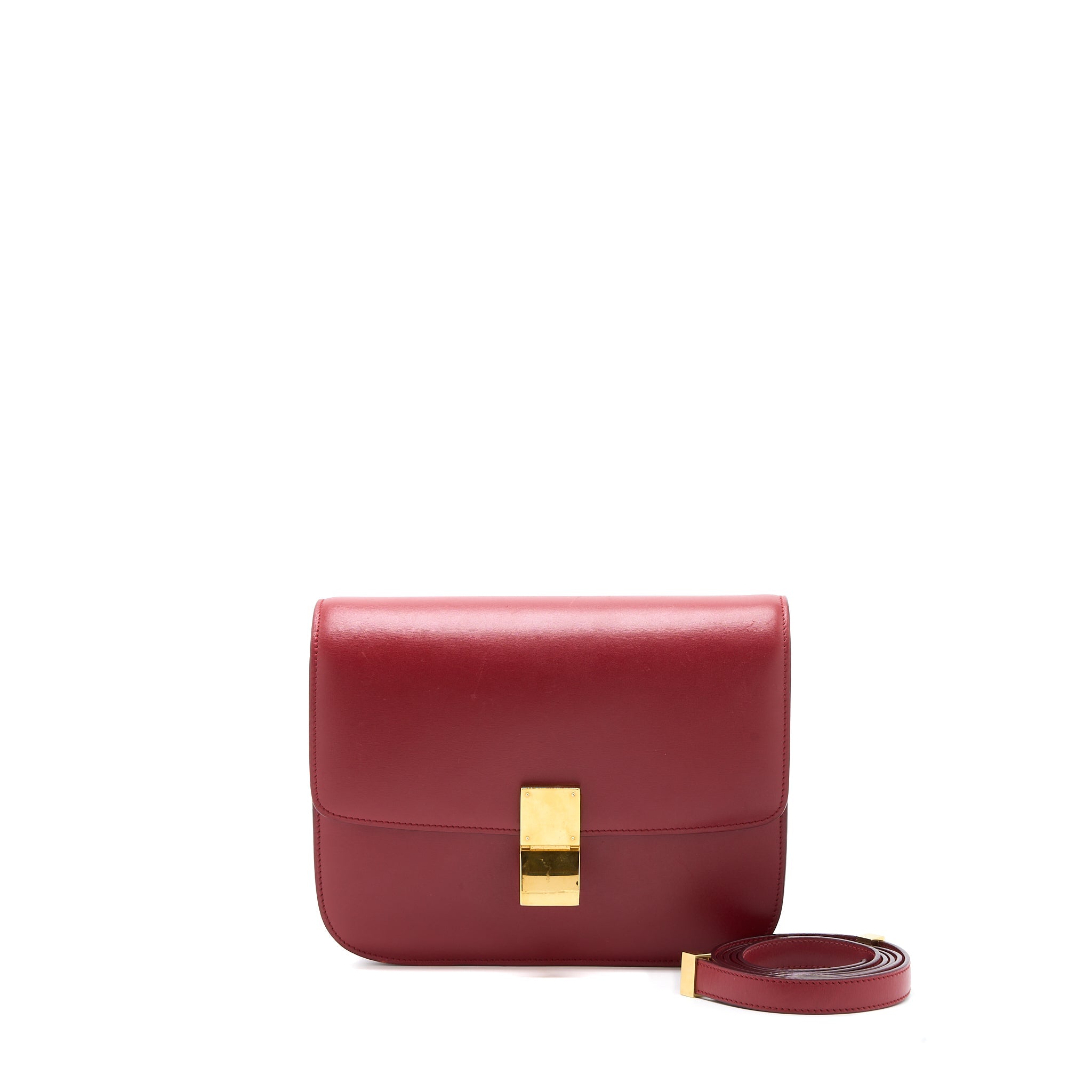 celine-medium-classic-box-calfskin-red-ghw-1