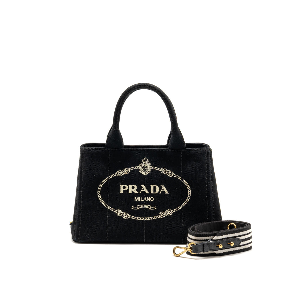 prada-small-canapa-tote-bag-canvas-black-white-ghw