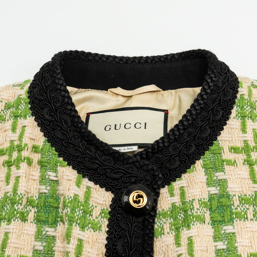gucci-size-36-tweed-button-vest-jacket-acrylic-wool-cottongreen-multicolour