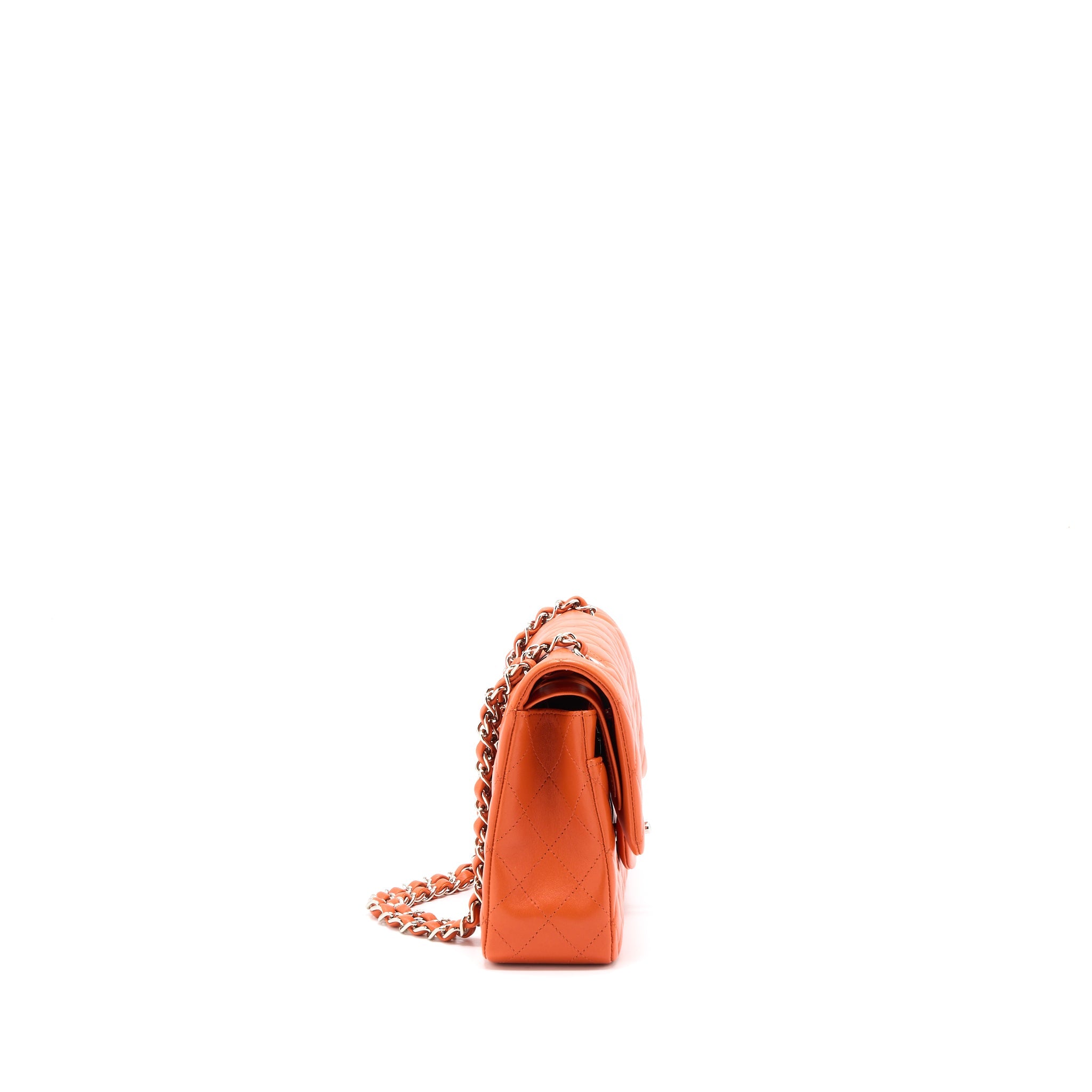 chanel-medium-classic-double-flap-bag-lambskin-orange-shw