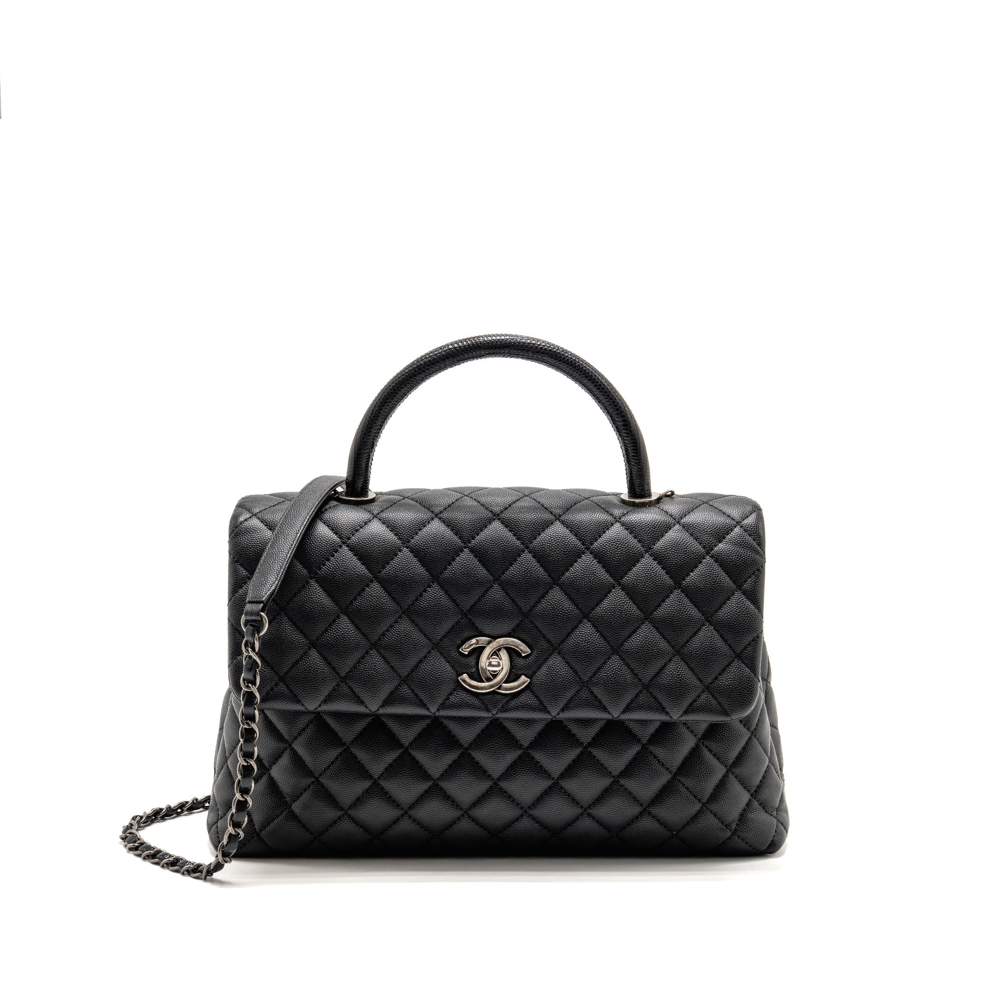chanel-large-coco-handle-flap-bag-lizard-embossed-handle-caviar-black-ruthenium-hardware