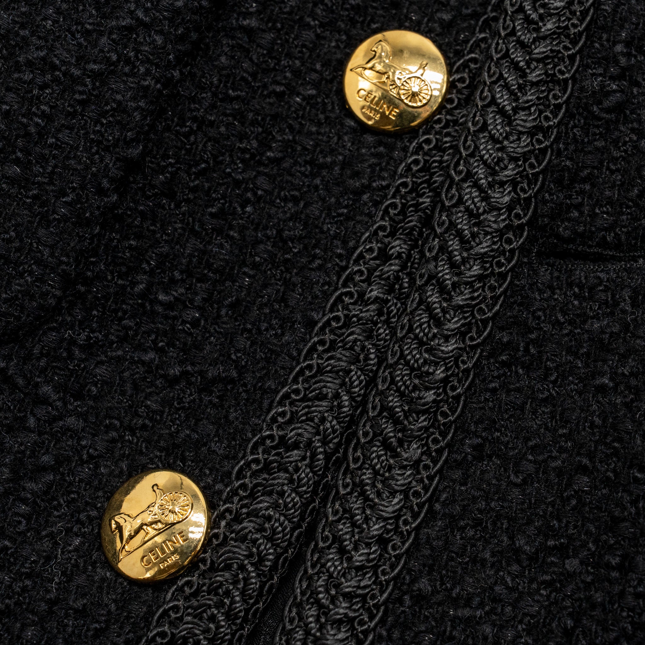 celine-size-38-chasseur-jacket-in-boucle-tweed-wool-cotton-polyamide-black-ghw