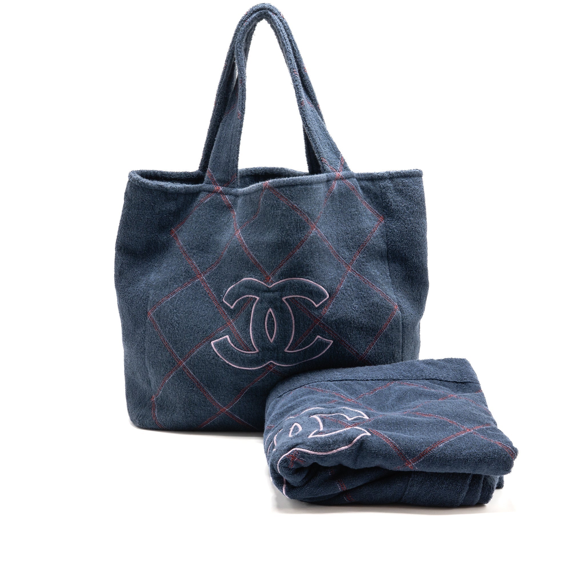 chanel-coco-beach-tote-bag-with-towel-set-terry-cloth-navy