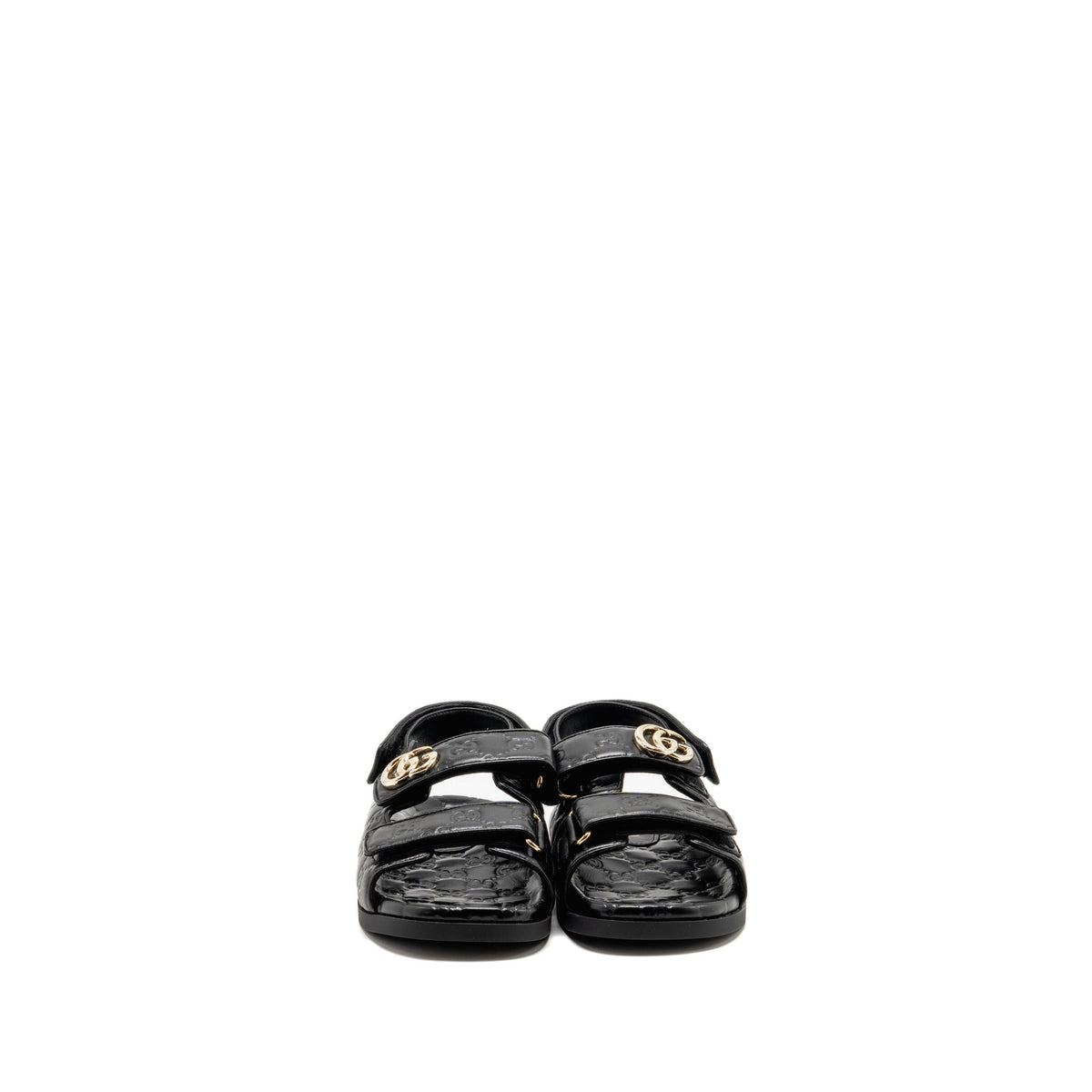 gucci-size-37-5-double-g-sandals-calfskin-black-lghw