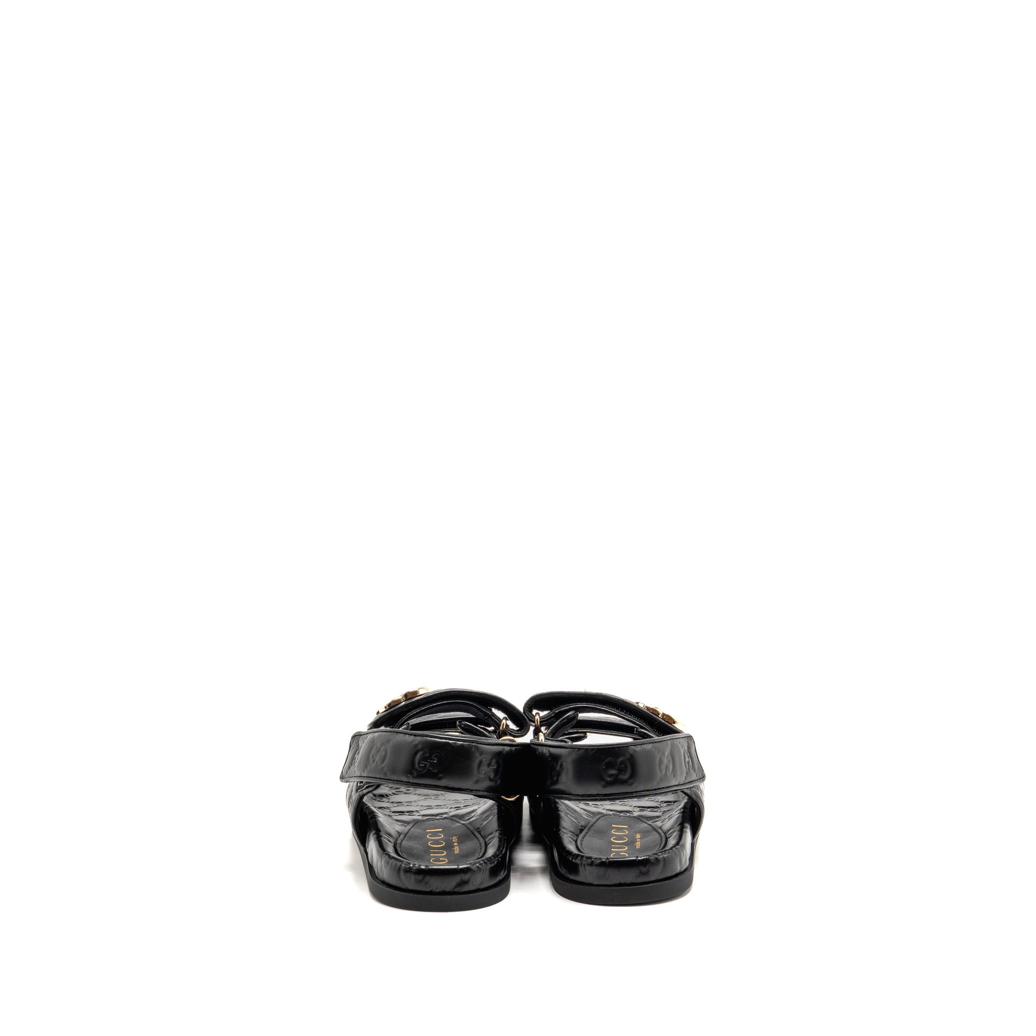 gucci-size-37-5-double-g-sandals-calfskin-black-lghw