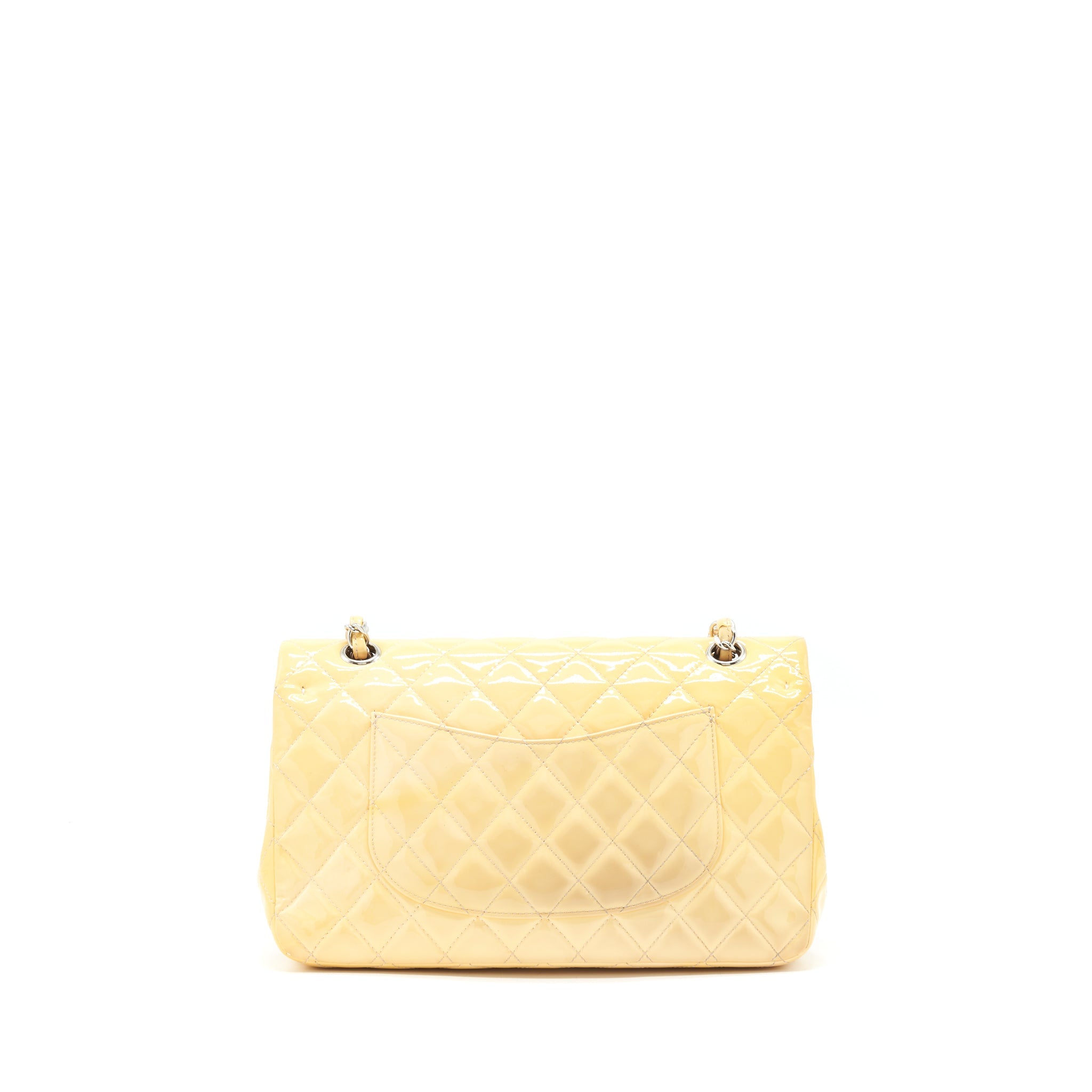 chanel-medium-classic-double-flap-bag-yellow-patent-shw