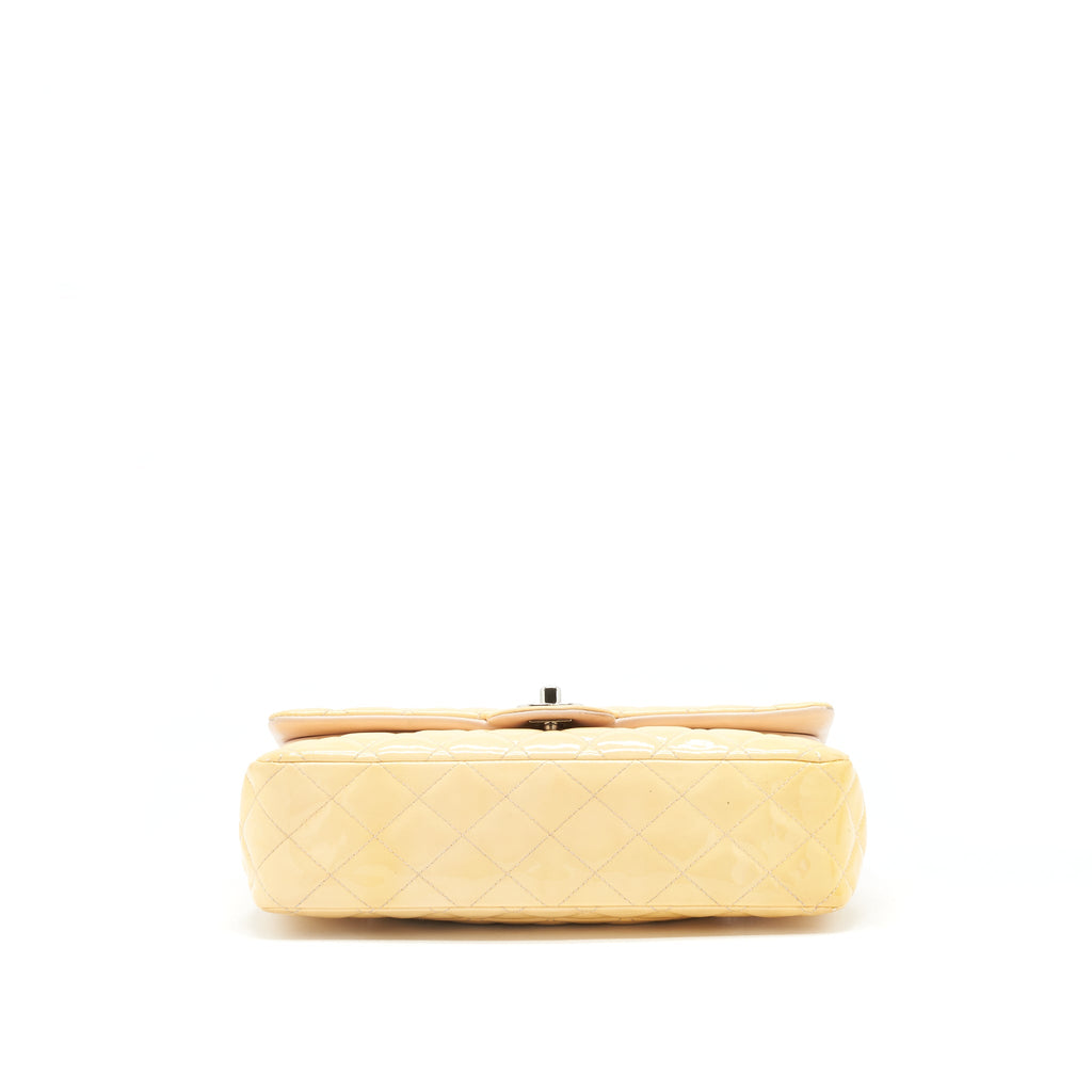 chanel-medium-classic-double-flap-bag-yellow-patent-shw