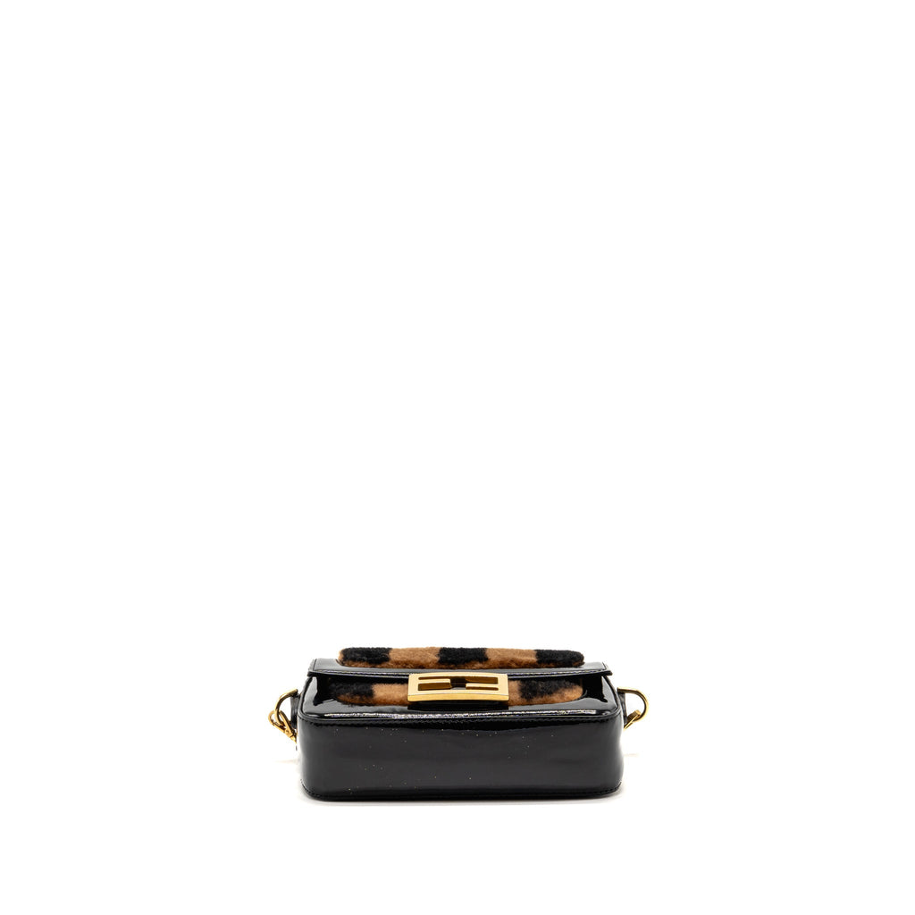 fendi-mini-baguette-bag-shearling-paquin-patent-leather-black-brown-ghw-1