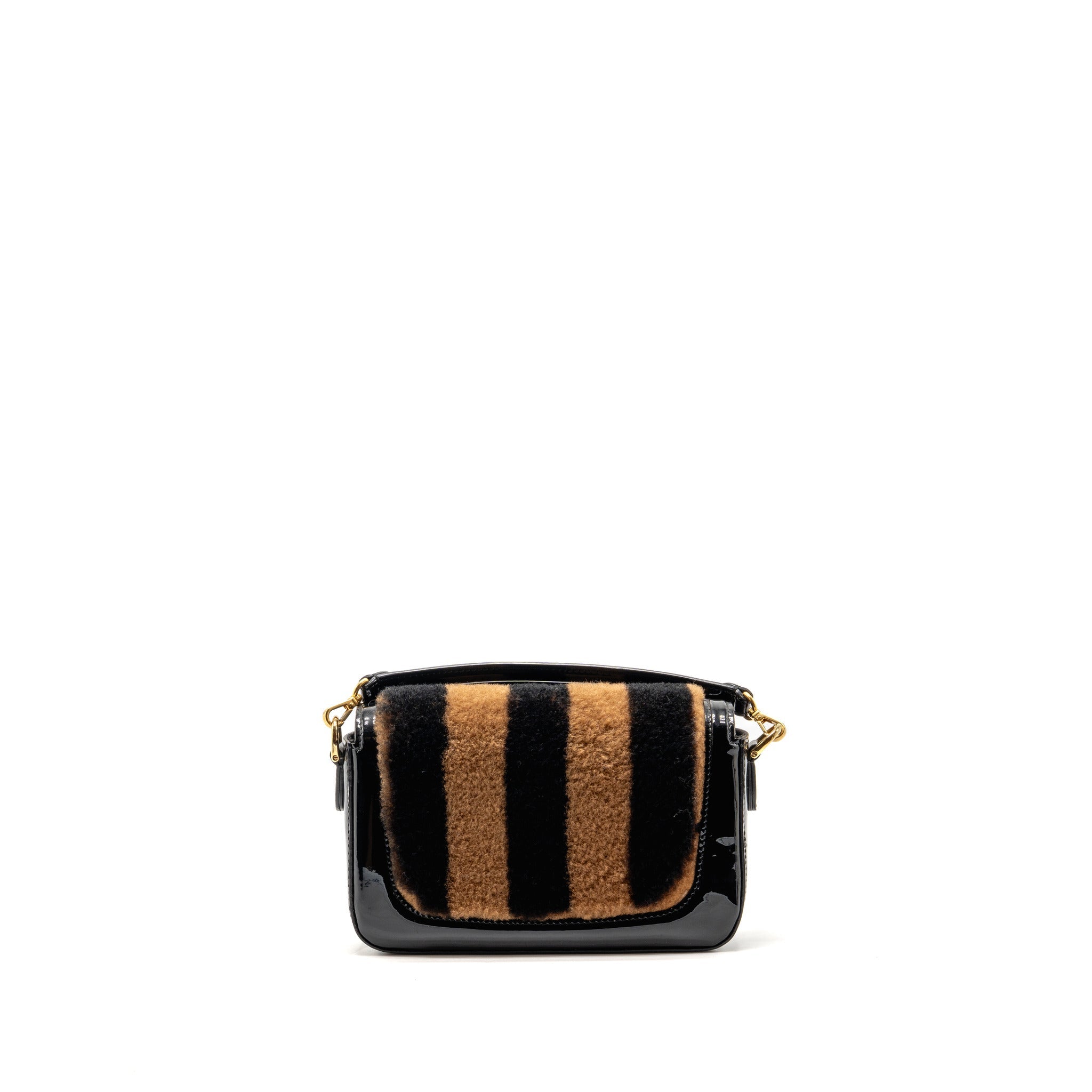 fendi-mini-baguette-bag-shearling-paquin-patent-leather-black-brown-ghw-1