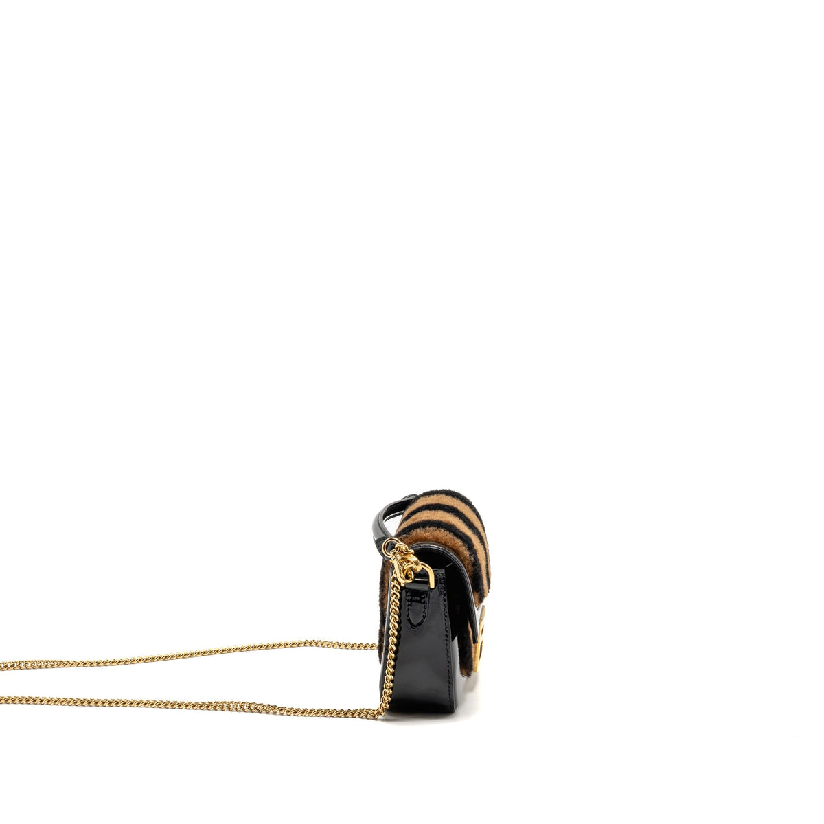 fendi-mini-baguette-bag-shearling-paquin-patent-leather-black-brown-ghw-1