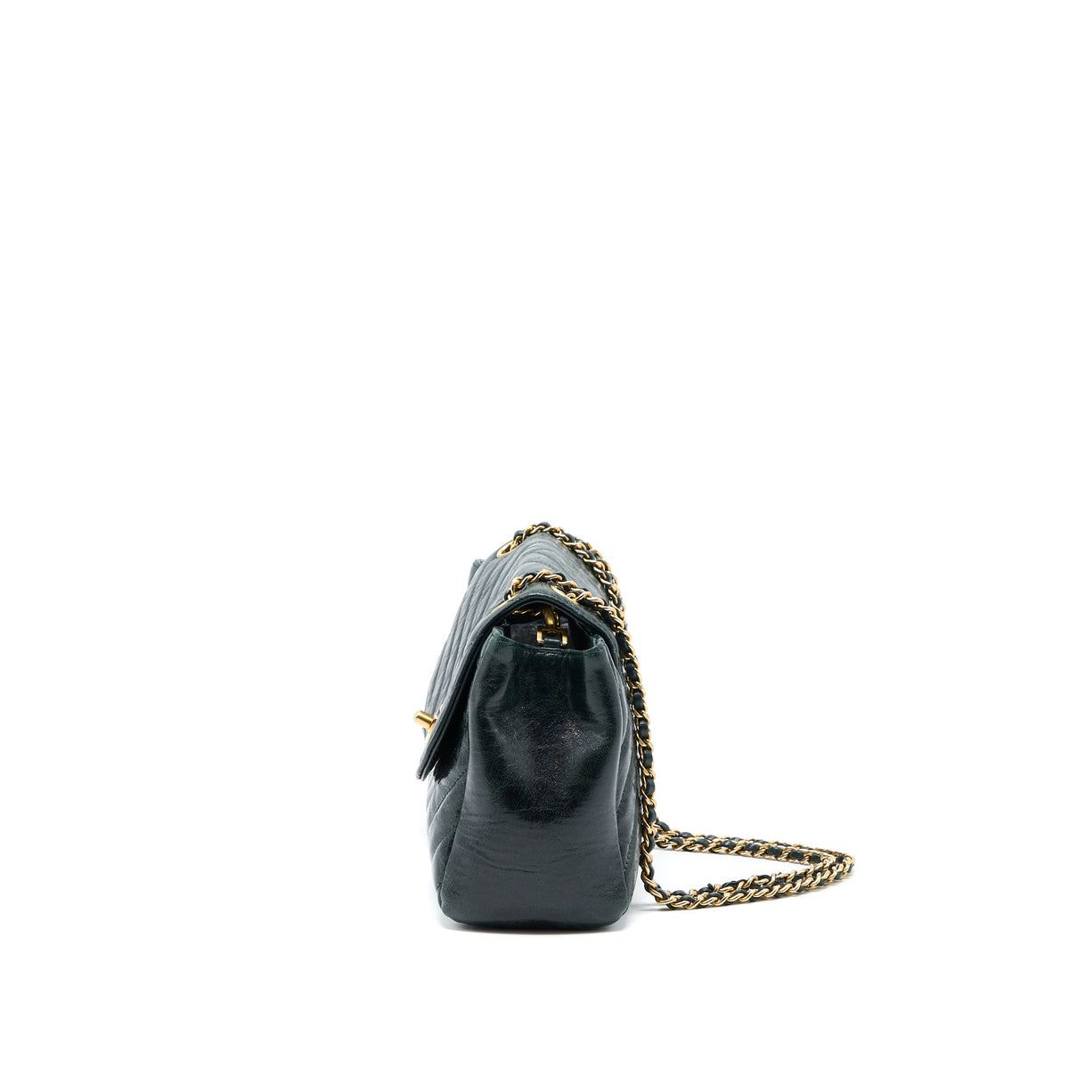 chanel-chevron-hampton-flap-bag-aged-calfskin-dark-green-ghw