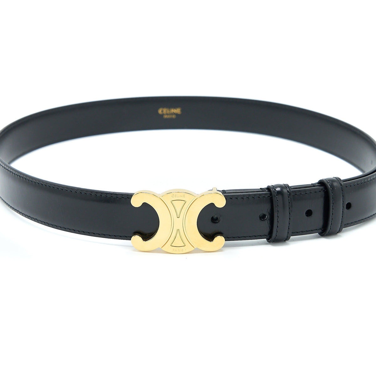 celine-size-75-medium-triomphe-belt-in-smooth-calfskin-black-ghw