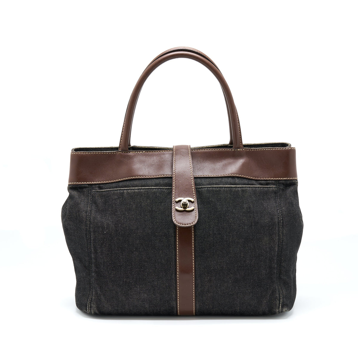 chanel-vintage-denim-tote-bag-dark-blue-brown-ruthenium-sliver-hardware-copy