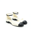 chanel-size-37-open-flat-shoes-lambskin-ivory-black