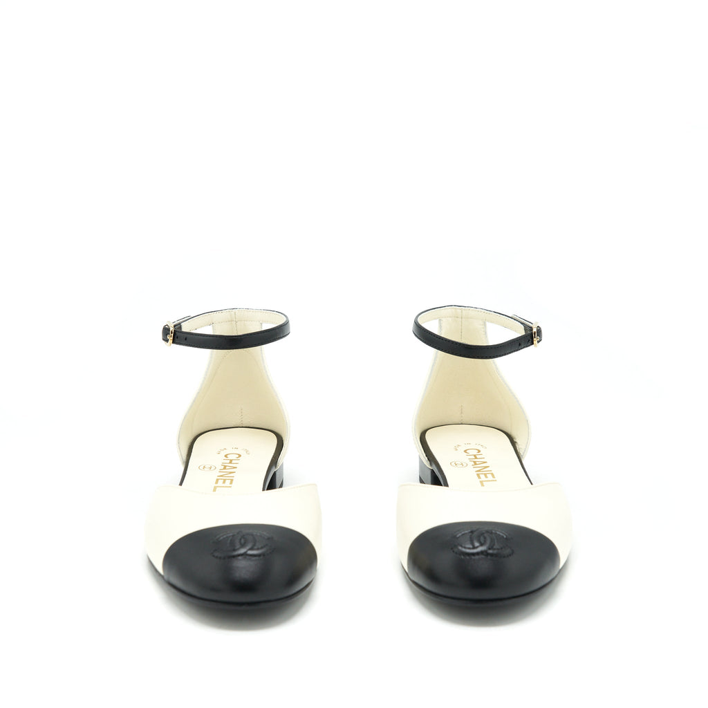 chanel-size-37-open-flat-shoes-lambskin-ivory-black