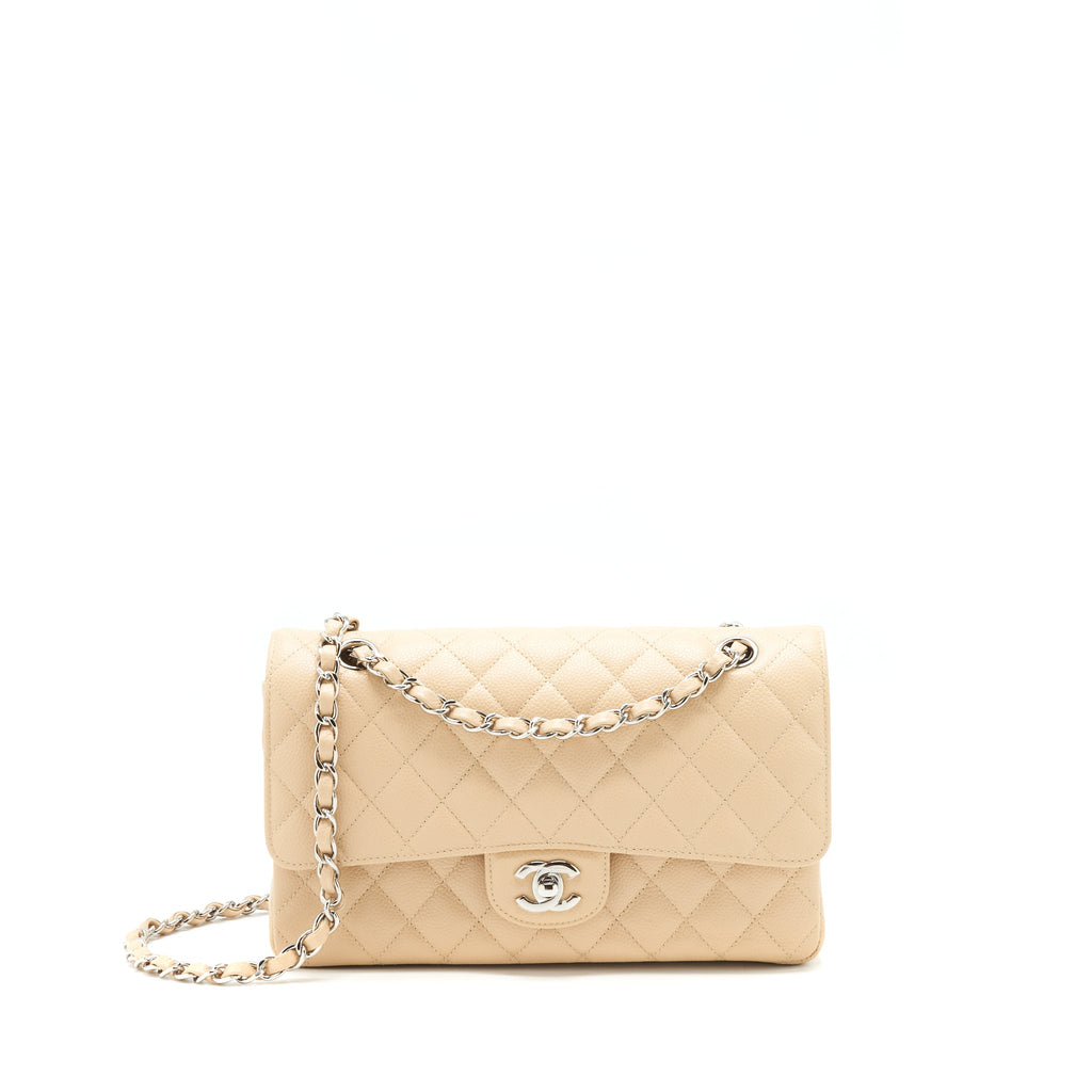 chanel-medium-classic-double-flap-bag-caviar-beige-shw