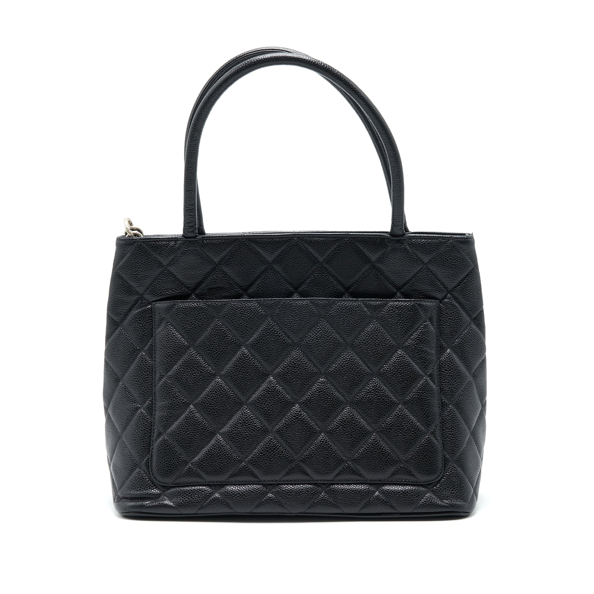 chanel-vintag-medallion-tote-bag-caviar-black-shw