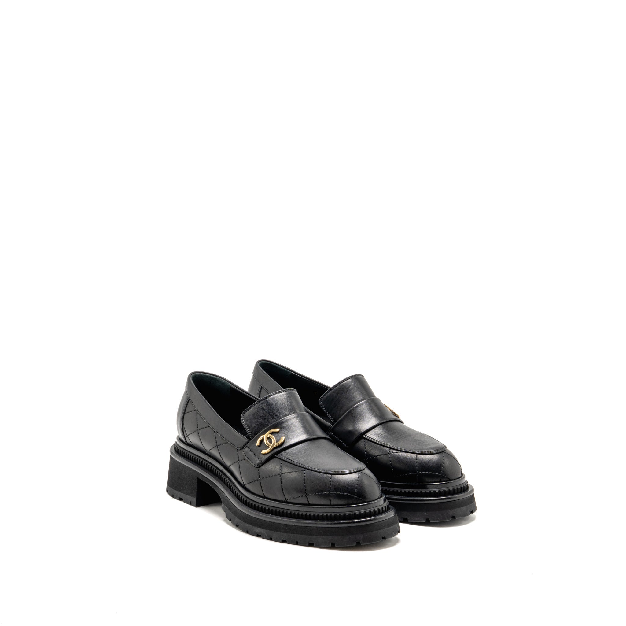 chanel-size-39-23a-cc-loafers-calfskin-black-ghw
