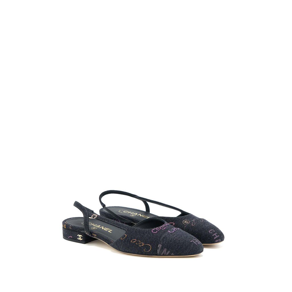 chanel-size-36-5c-sling-back-flap-shoes-denim-leather-black