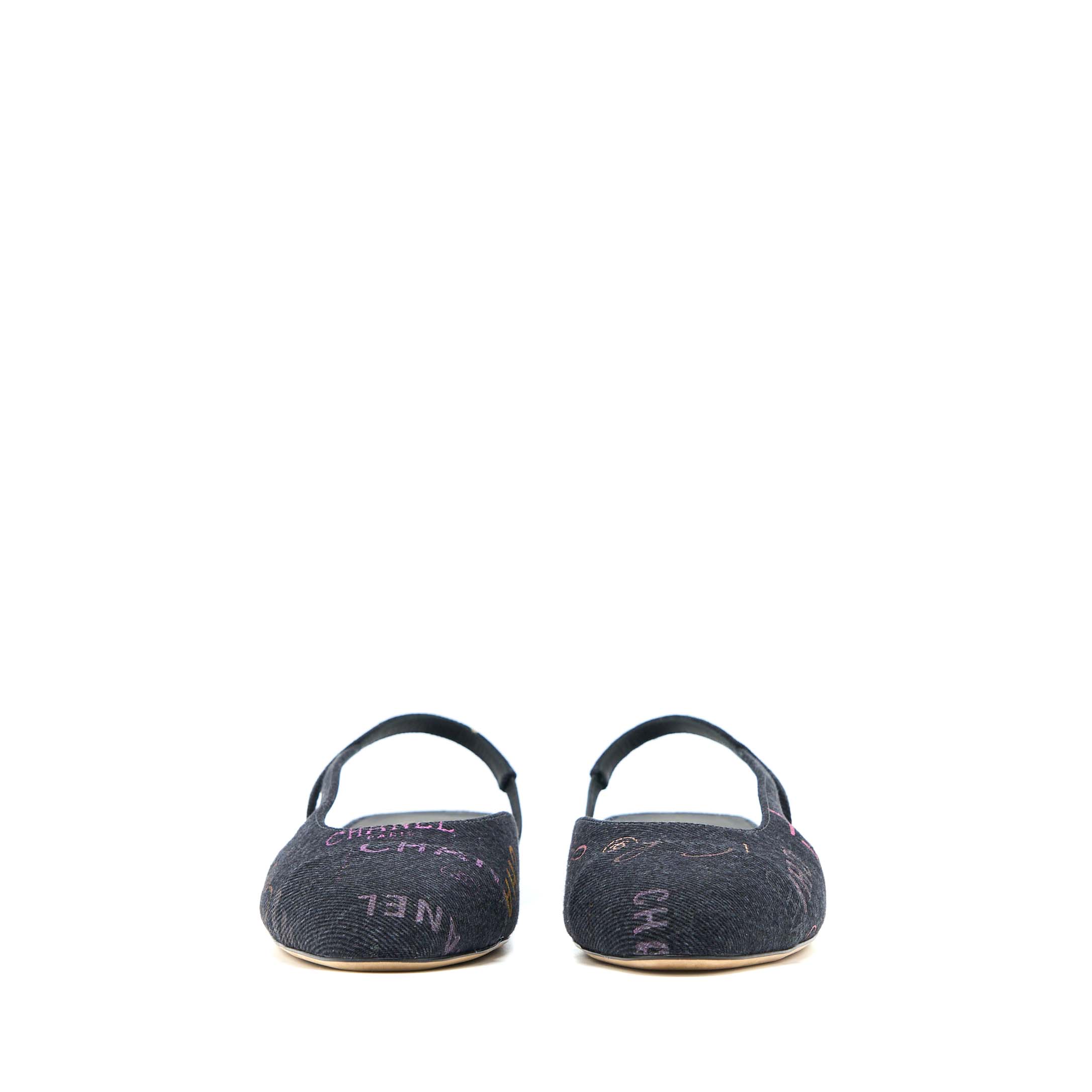 chanel-size-36-5c-sling-back-flap-shoes-denim-leather-black