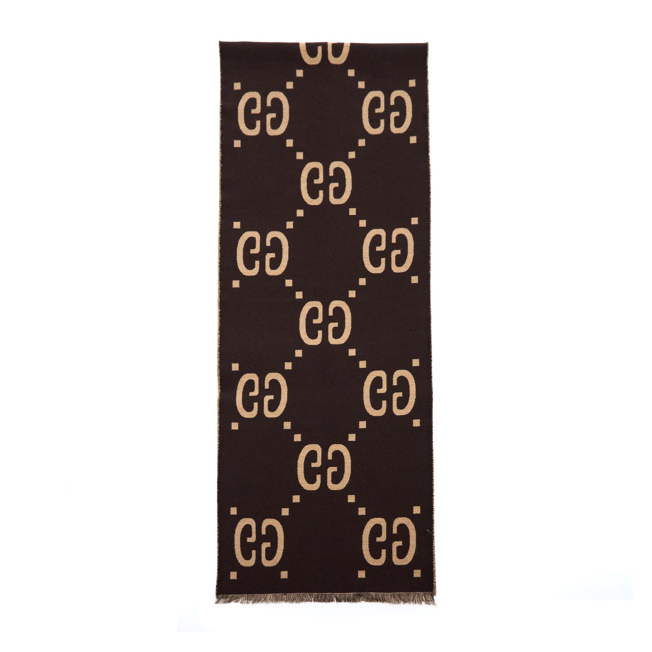 gucci-gg-jacquard-wool-silk-scarf-brown-beige