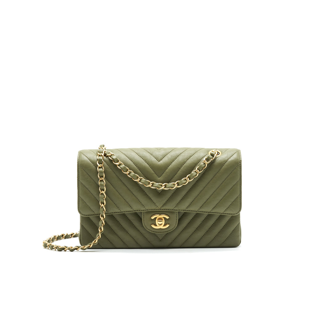 chanel-chevron-medium-classic-double-flap-bag-olive-green-ghw