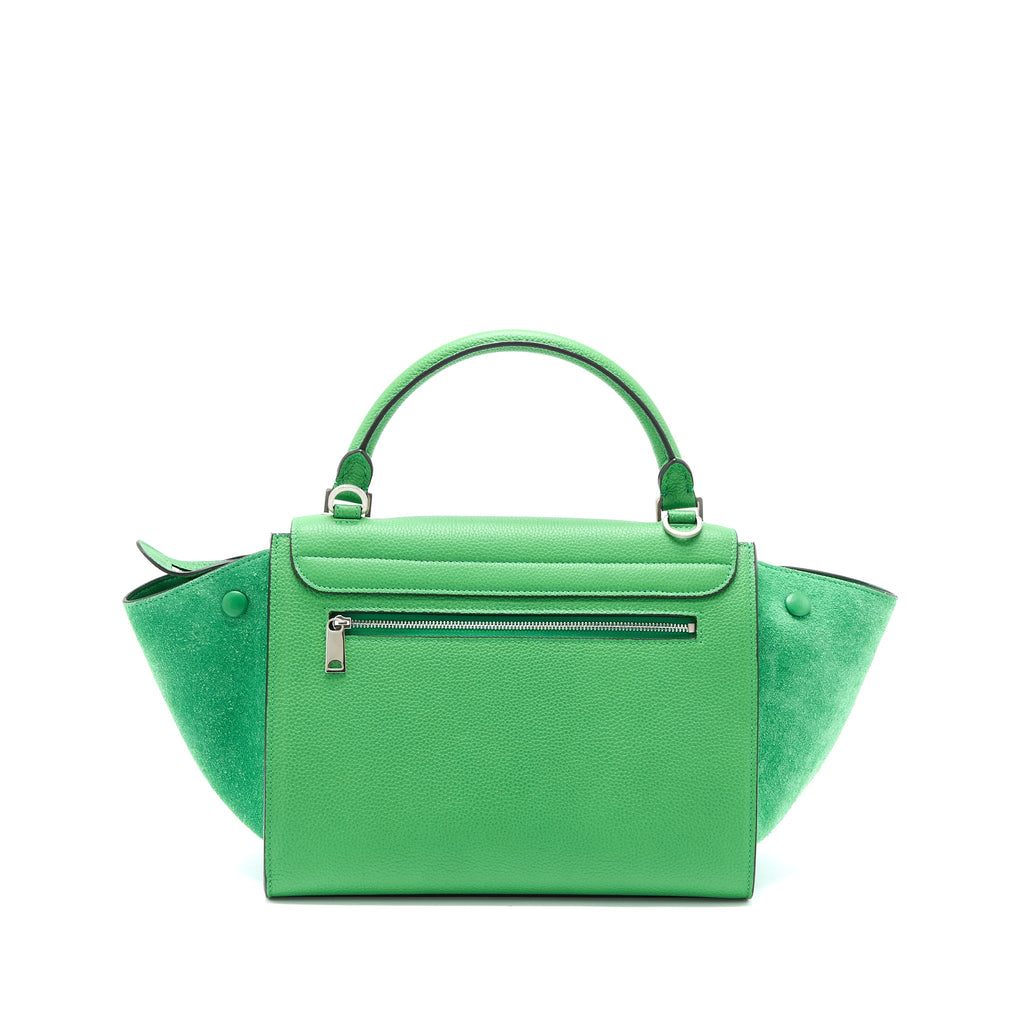 celine-small-trapeze-bag-calfskin-suede-leather-green-shw