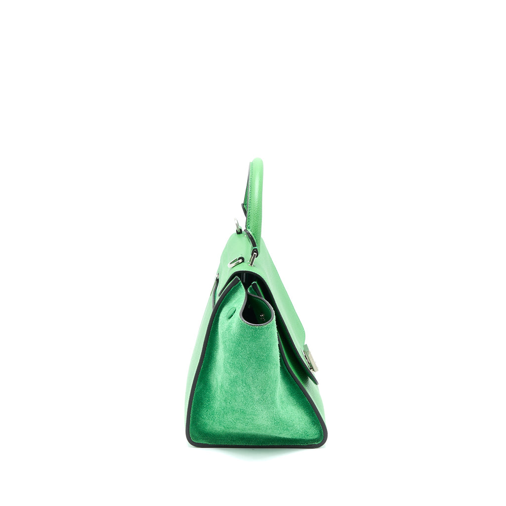 celine-small-trapeze-bag-calfskin-suede-leather-green-shw