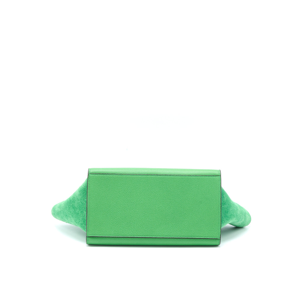 celine-small-trapeze-bag-calfskin-suede-leather-green-shw