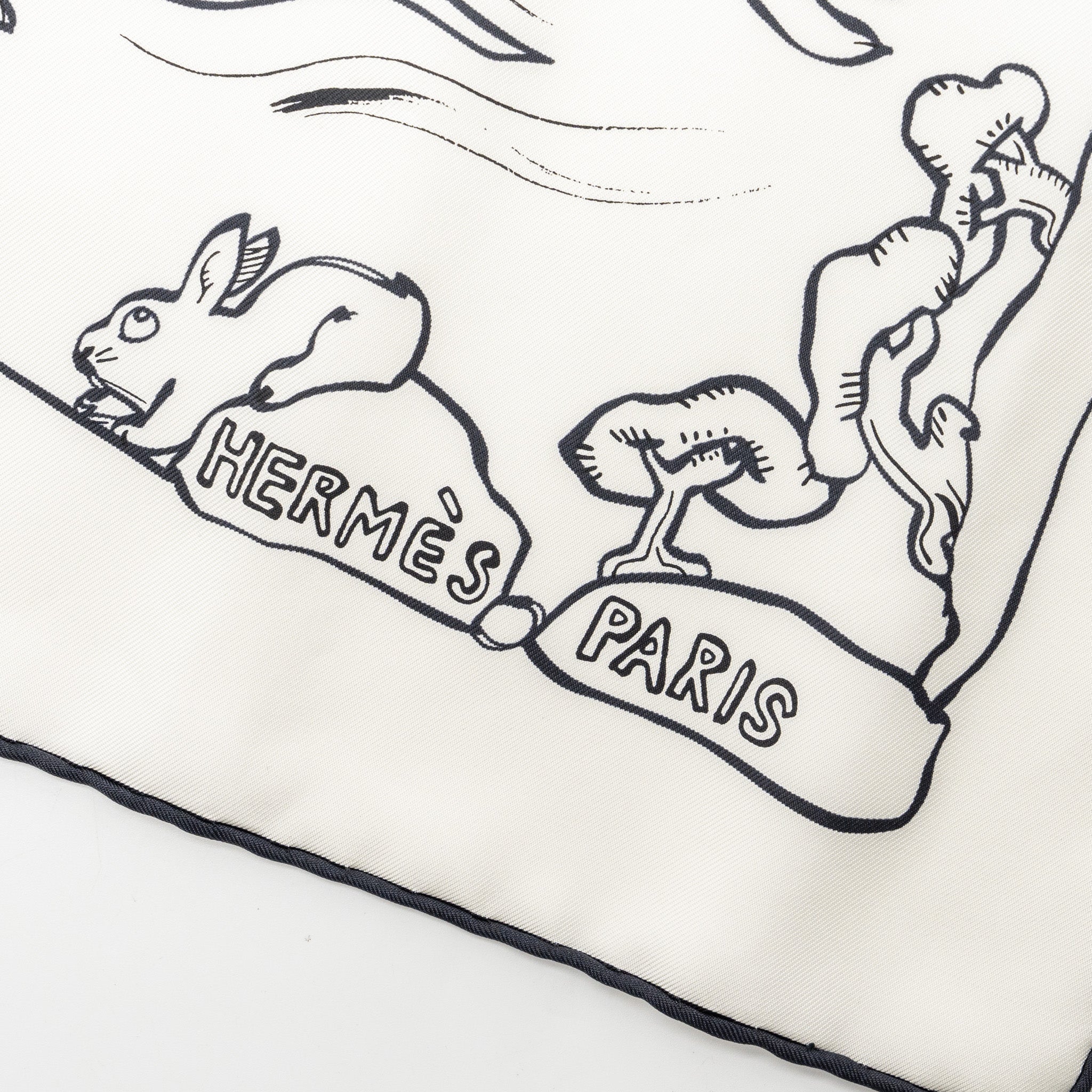 hermes-90cm-silk-scarf-mille-et-un-lapins-white-black
