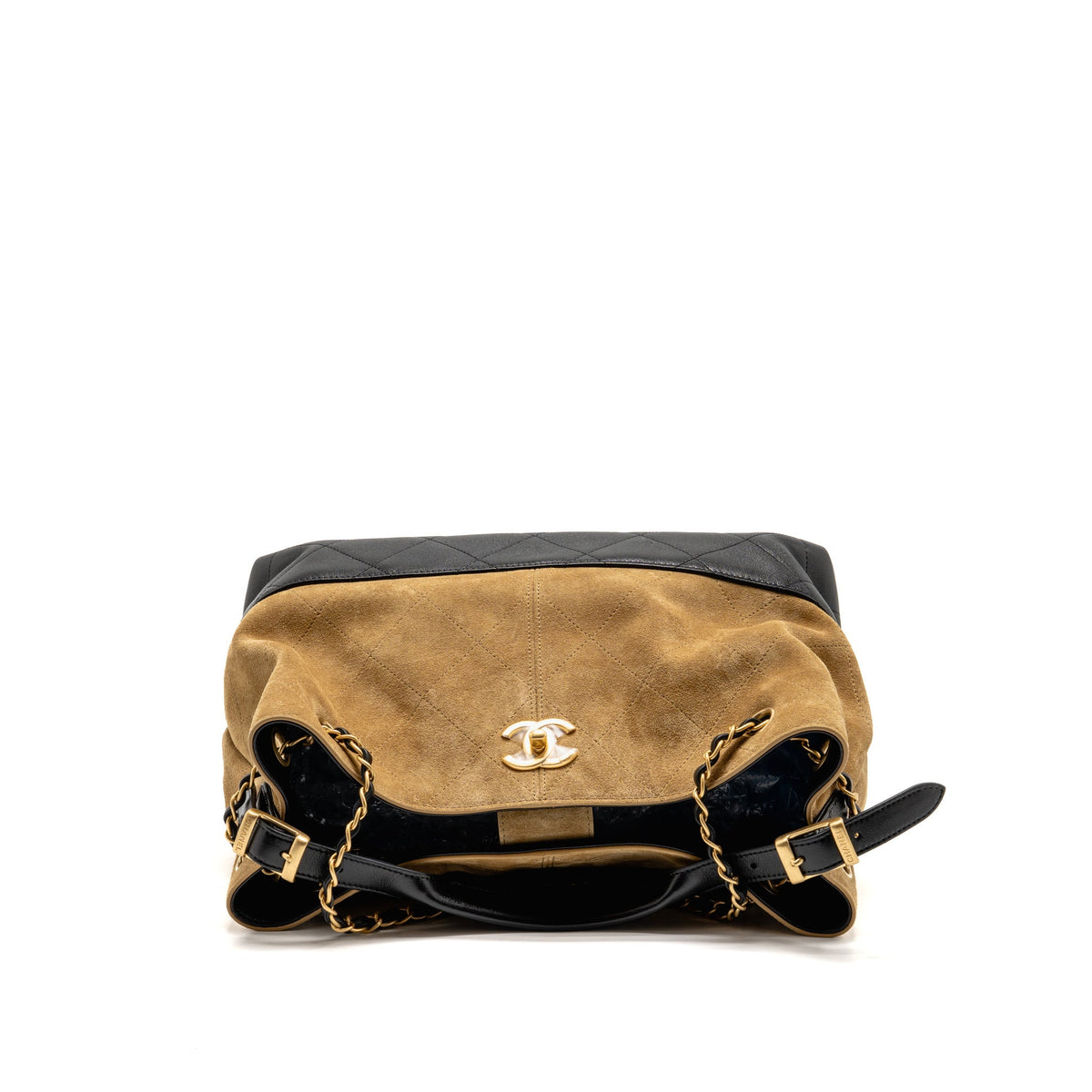 chanel-metiers-d-art-small-shopping-bag-suede-shiny-lambskin-beige-black-ghw-microchip