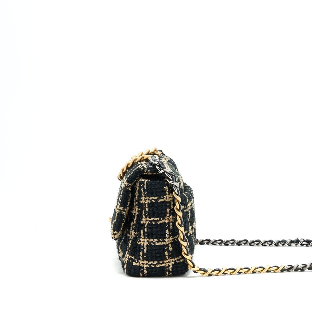 chanel-tweed-small-19-flap-bag-black-gold-with-gold-and-silver-hardware