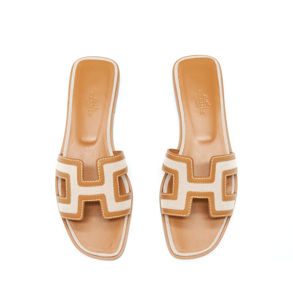 hermes-size-37-5-oran-sandals-toile-h-plum-noisette-beige