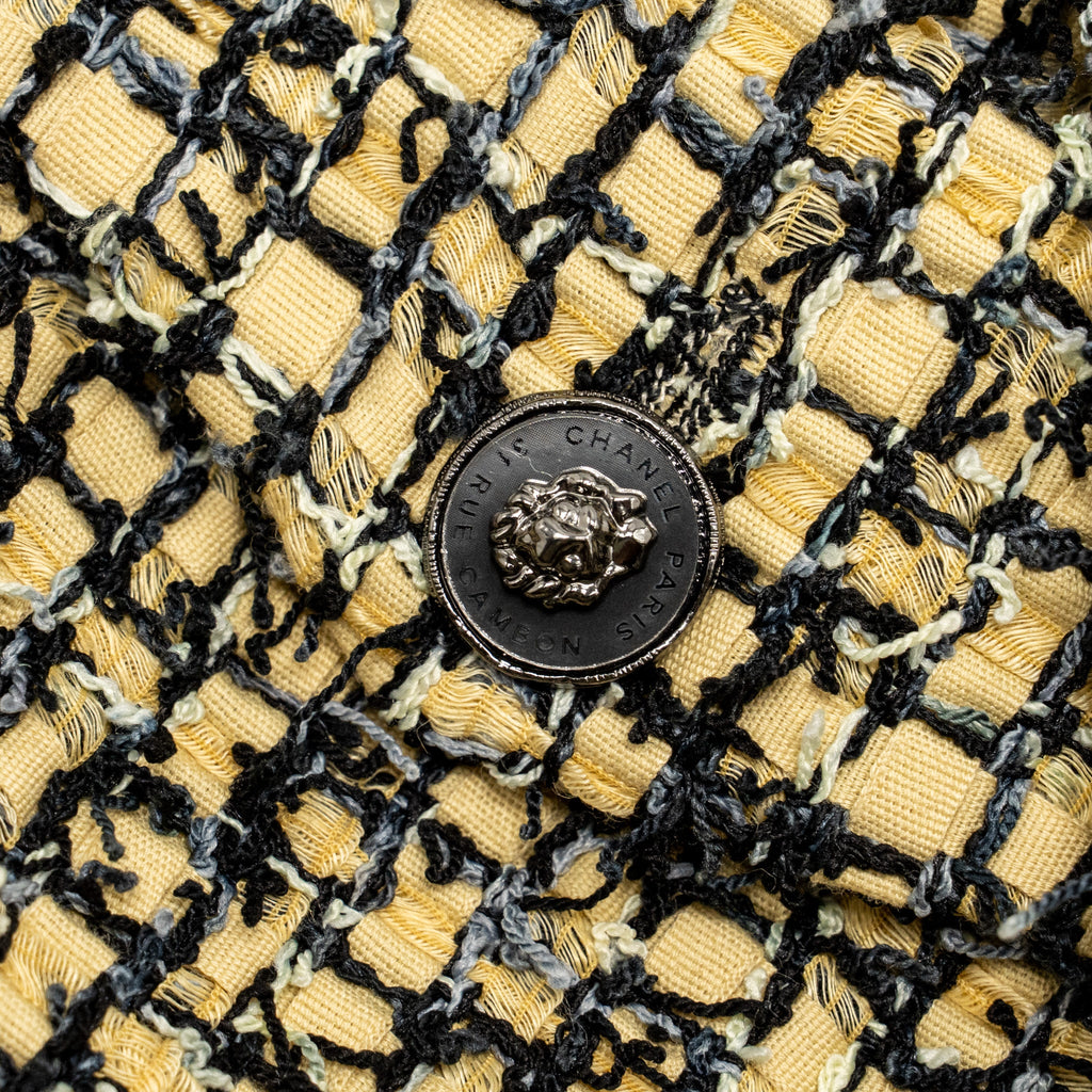 chanel-size-34-22p-lion-button-jacket-polyester-cotton-linen-yellow-black-gray