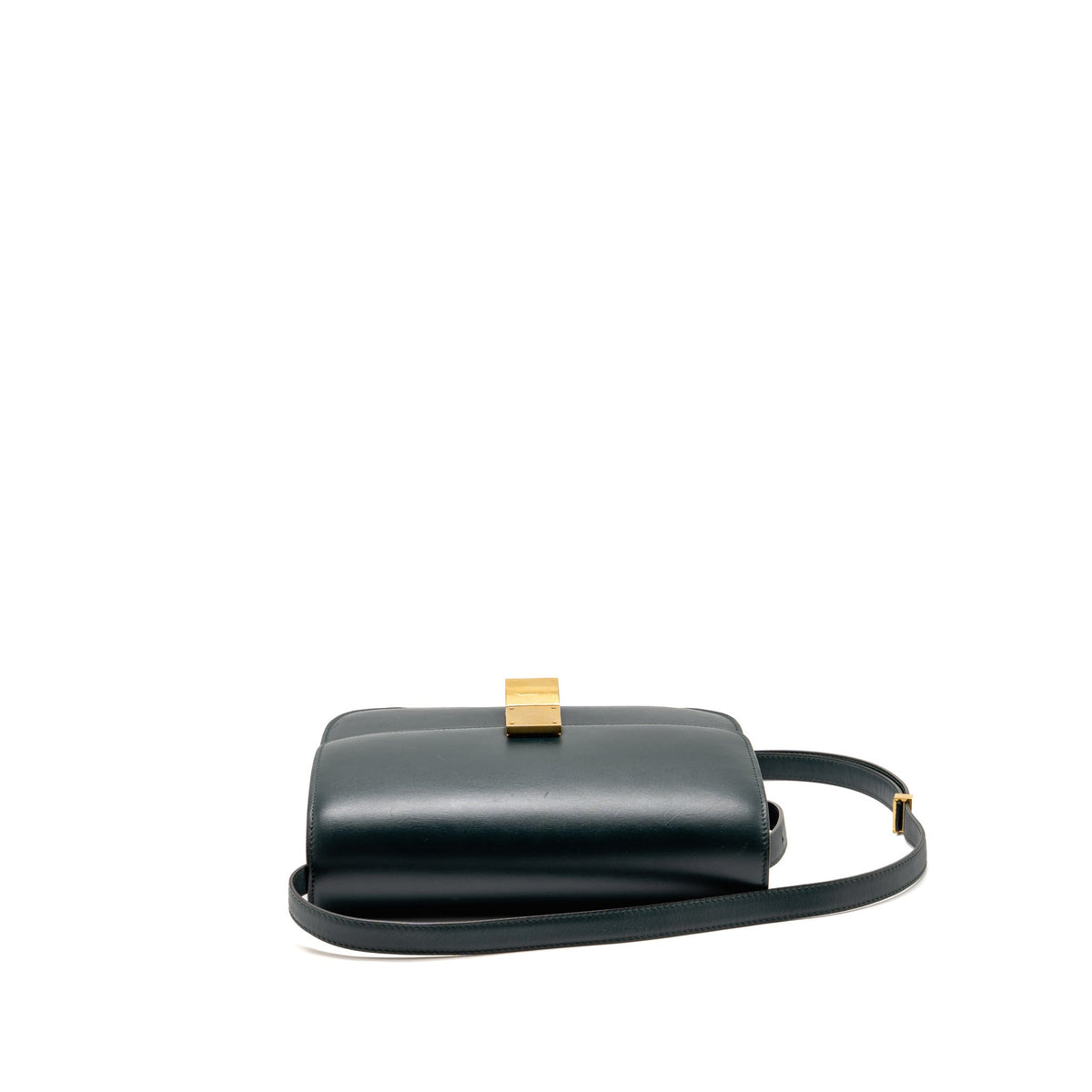 celine-medium-classic-box-bag-calfskin-dark-green-ghw-1