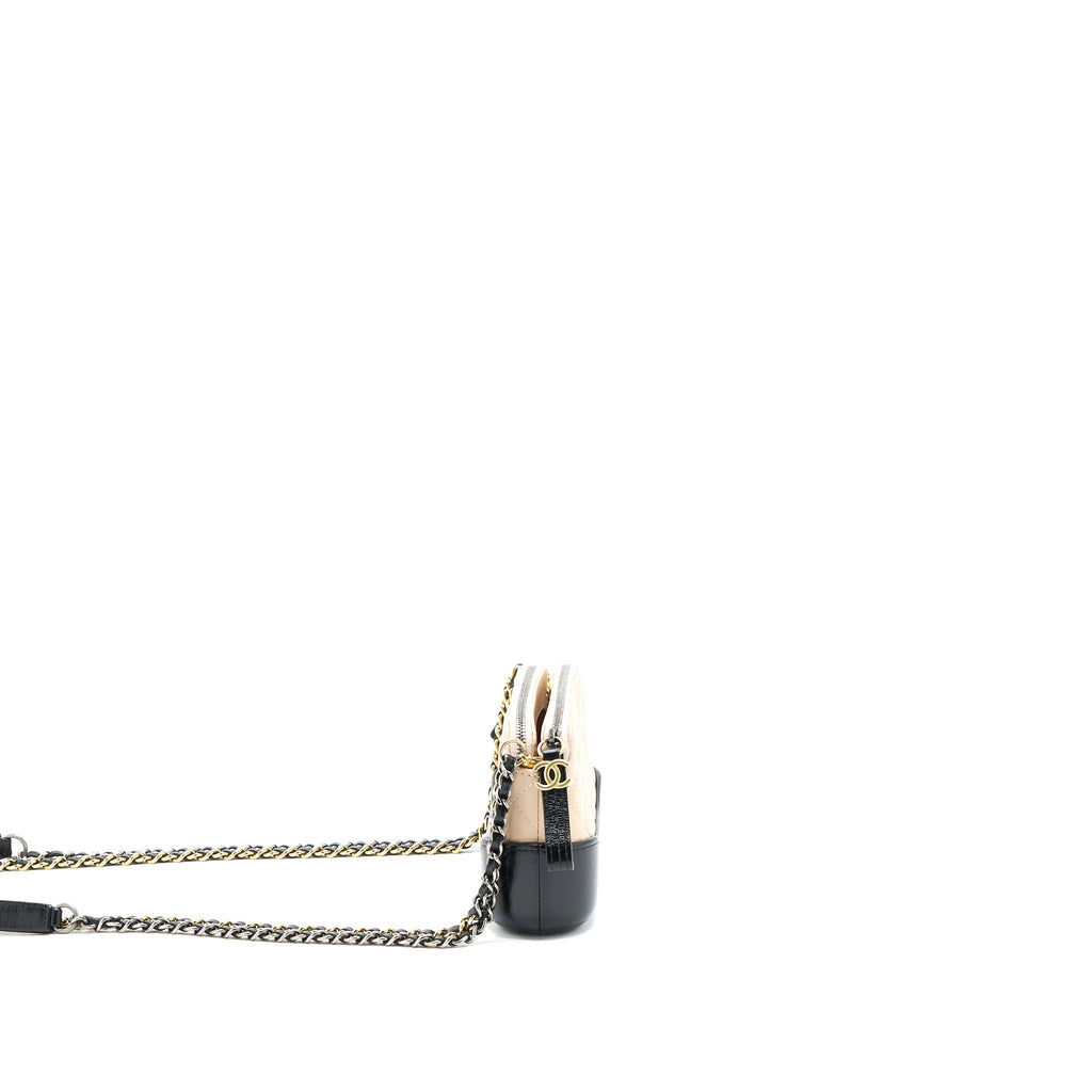 chanel-gabrielle-double-zip-wallet-on-chain-aged-calfskin-black-beige-multicoloured-hardware