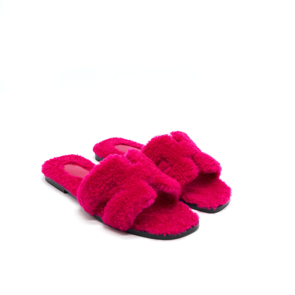 hermes-size-37-sandale-oran-peau-lainee-rose-fuchsia