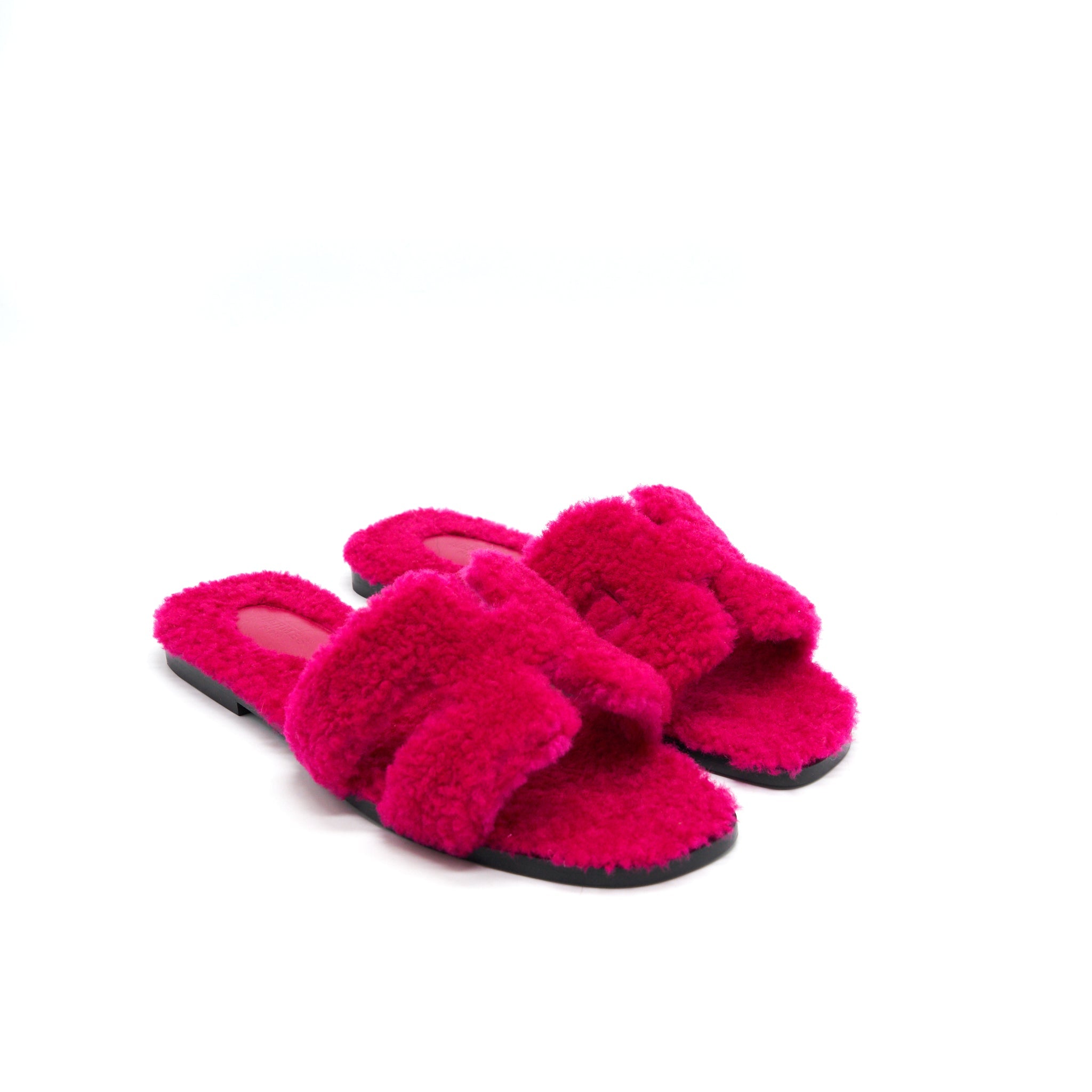 hermes-size-37-sandale-oran-peau-lainee-rose-fuchsia