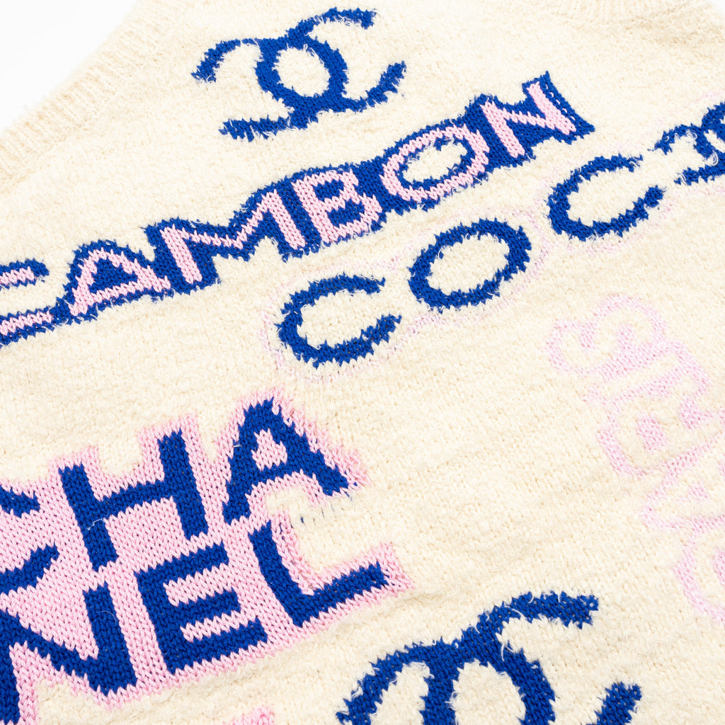 chanel-size-36-23p-logo-dress-cotton-polyamide-ecru-pink-blue-green