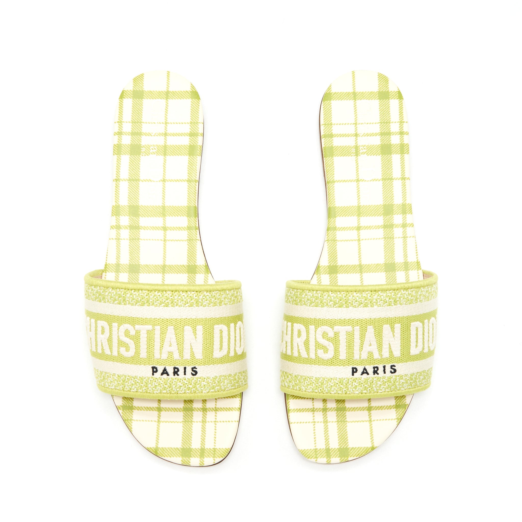 dior-size-37-dway-slide-lime-embroidered-cotton