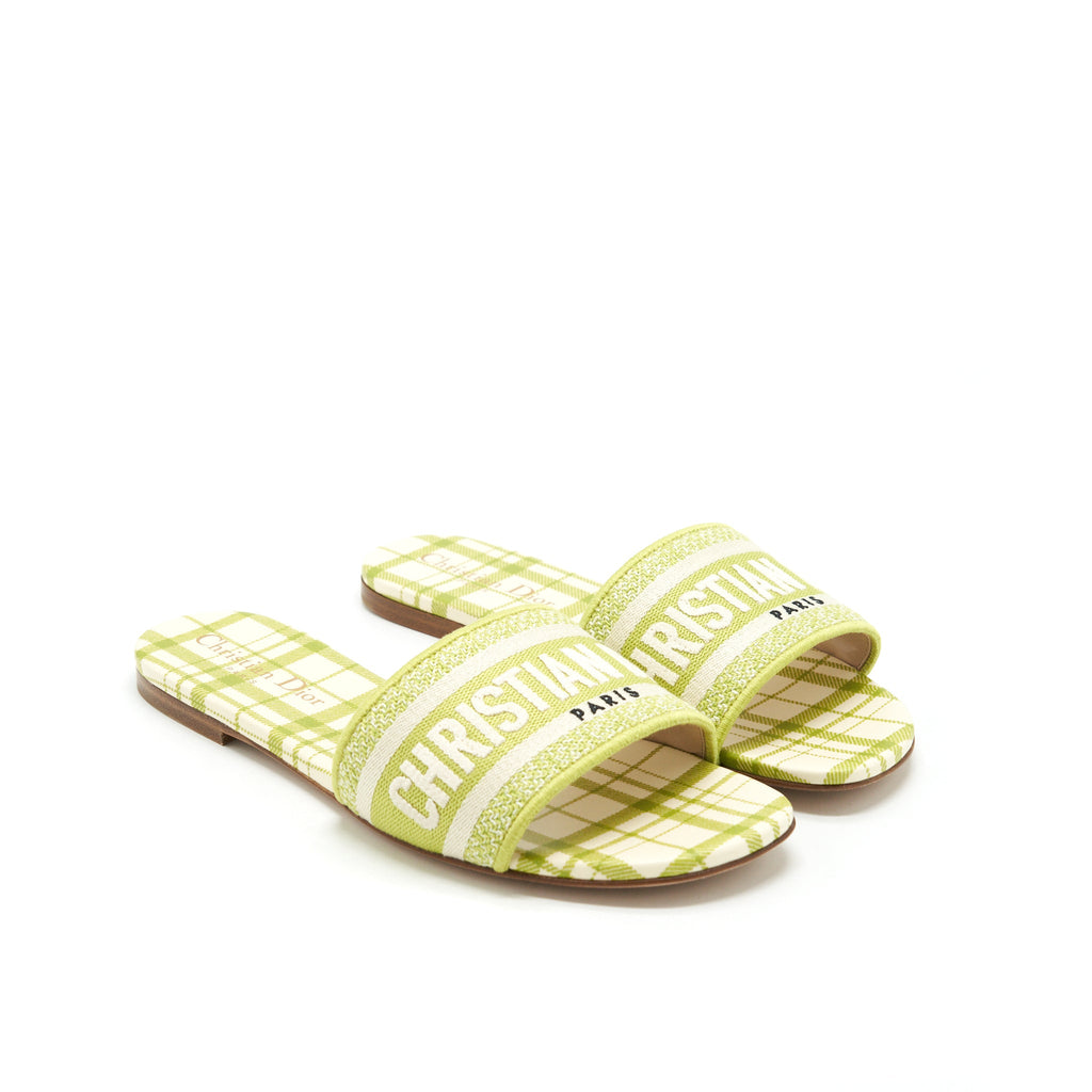dior-size-37-dway-slide-lime-embroidered-cotton