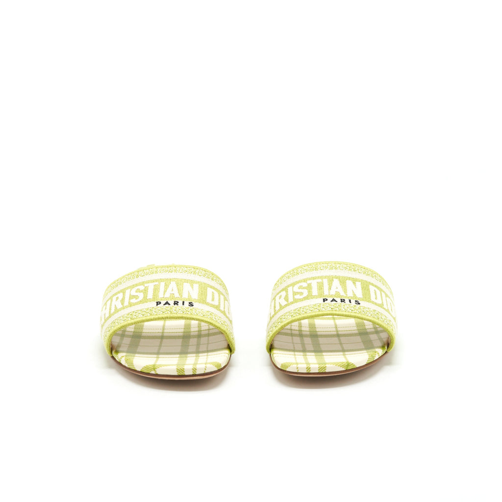 dior-size-37-dway-slide-lime-embroidered-cotton