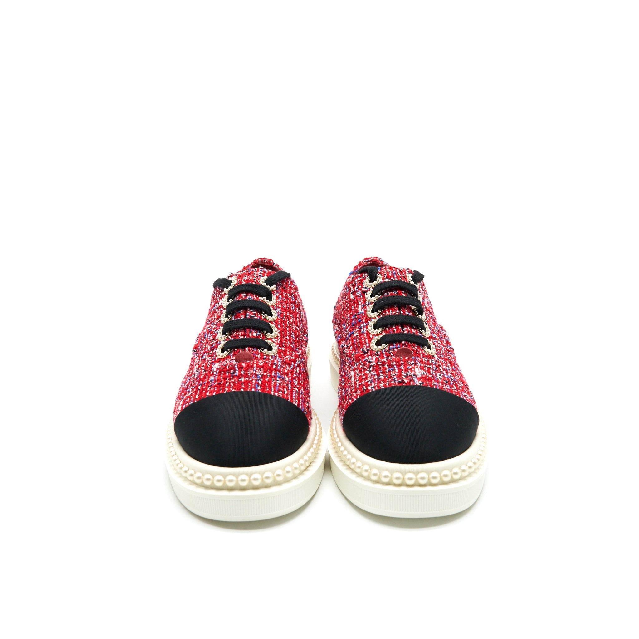 chanel-size-36-5-tweed-lace-up-pearl-flats-red-copy