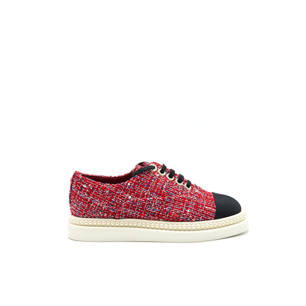 chanel-size-36-5-tweed-lace-up-pearls-flats-shoes
