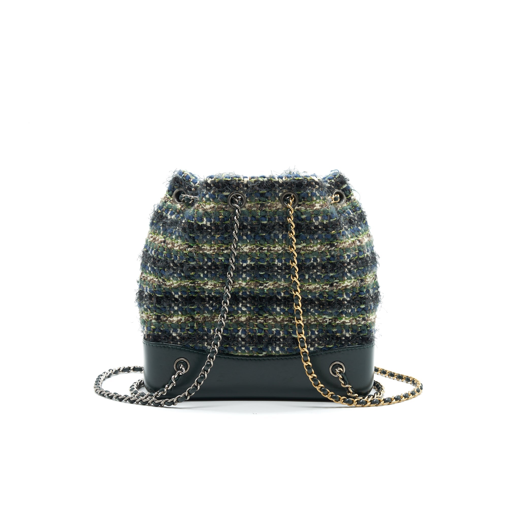 chanel-gabrielle-tweed-backpack-dark-green