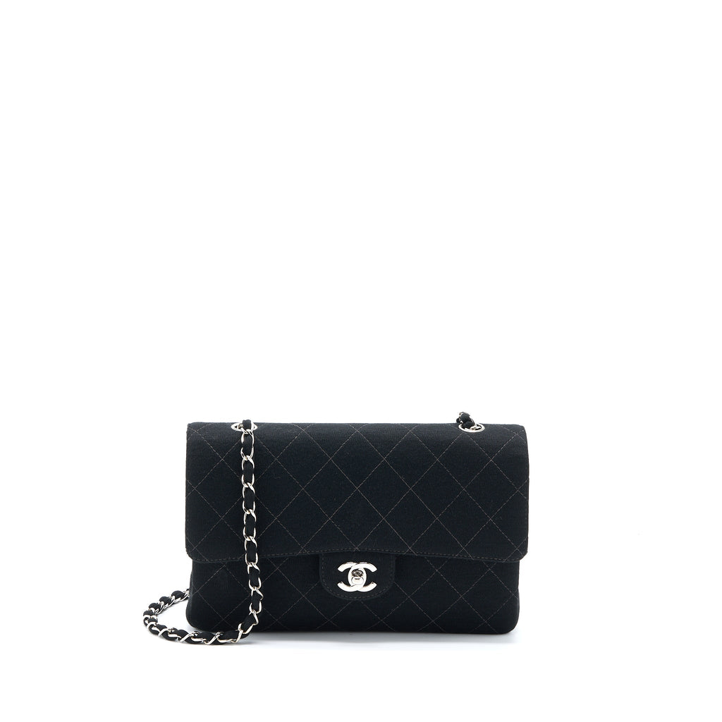 chanel-vintage-medium-single-flap-bag-fabric-black-shw