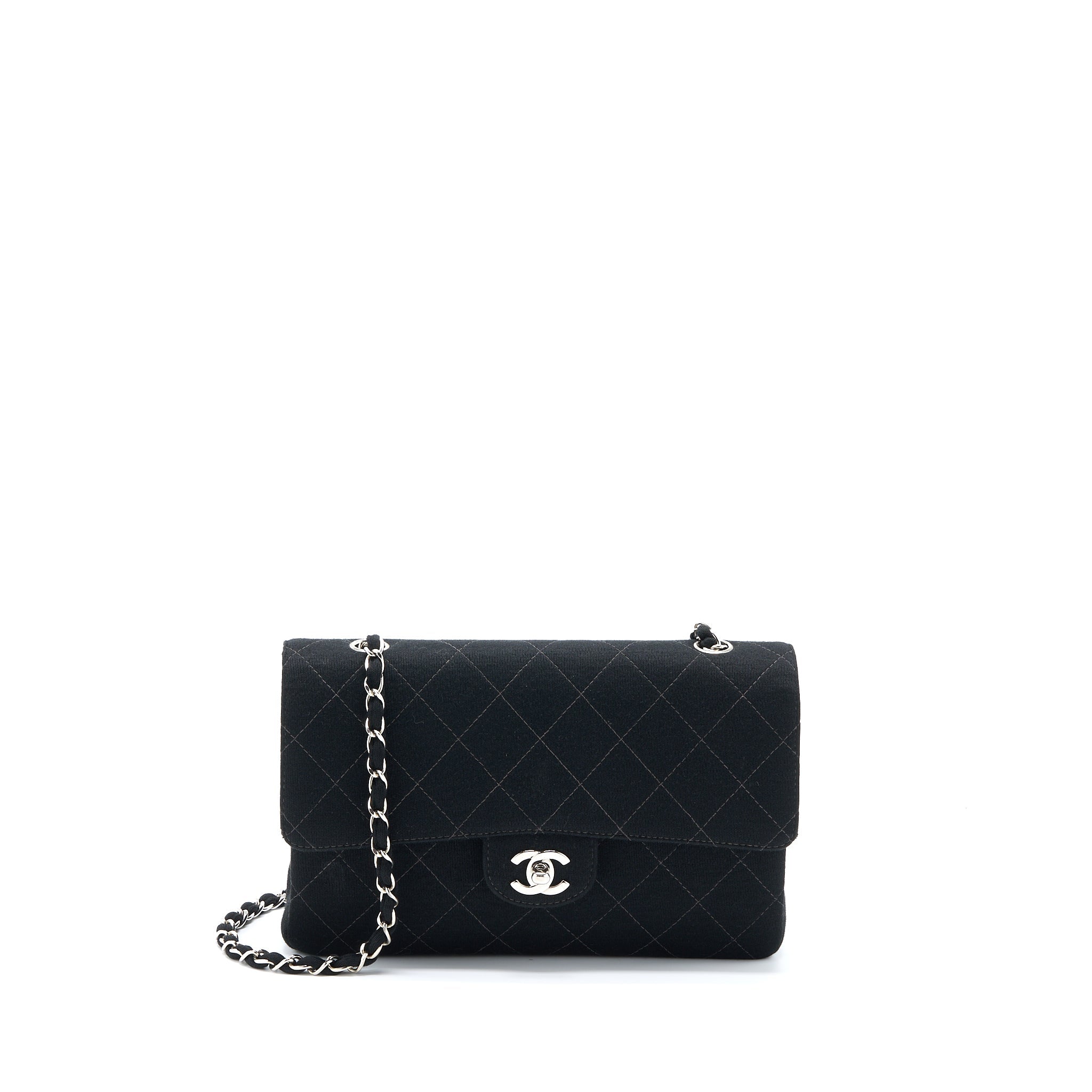 chanel-vintage-medium-single-flap-bag-fabric-black-shw