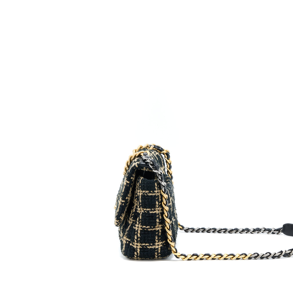 chanel-tweed-small-19-flap-bag-black-gold-with-multicolour-hardware