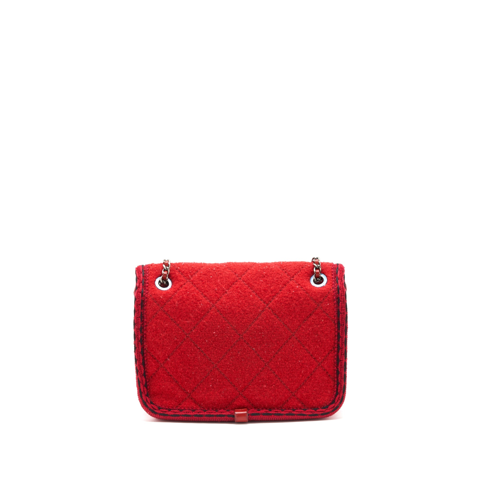 chanel-flap-bag-wool-fabric-red-ruthenium-shw